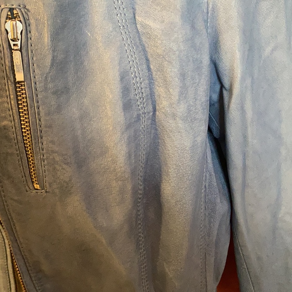 blue leather jacket - Picture 2 of 4